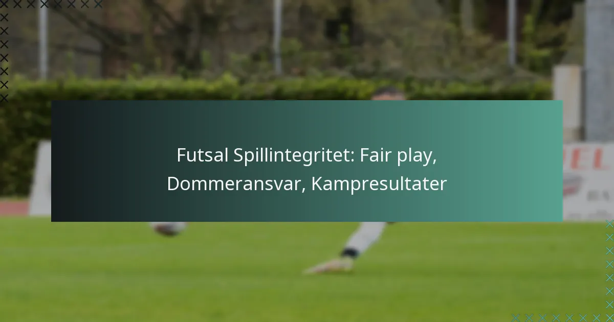 Futsal Spillintegritet: Fair play, Dommeransvar, Kampresultater